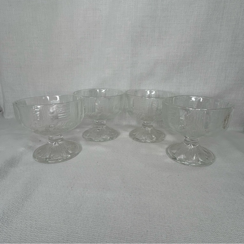 HOYA Japan 1960’s Iceburg (4) Sherbert/Ice Cream Sundae Footed Compote Glasses